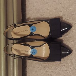 Adrienne Vitadinni sling back black patent pump, 7.5 (NWOT)